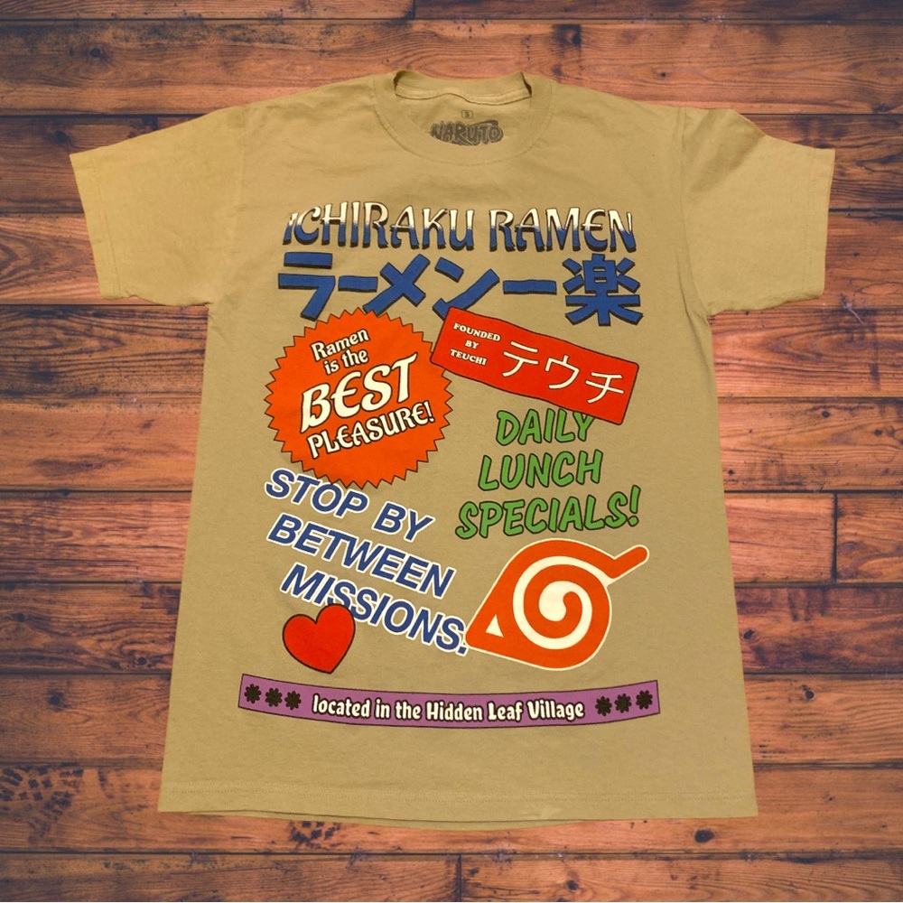 Naruto Shippuden Ichiraku Ramen Shirt Rare Menu Anime Hidden Leaf Villaige